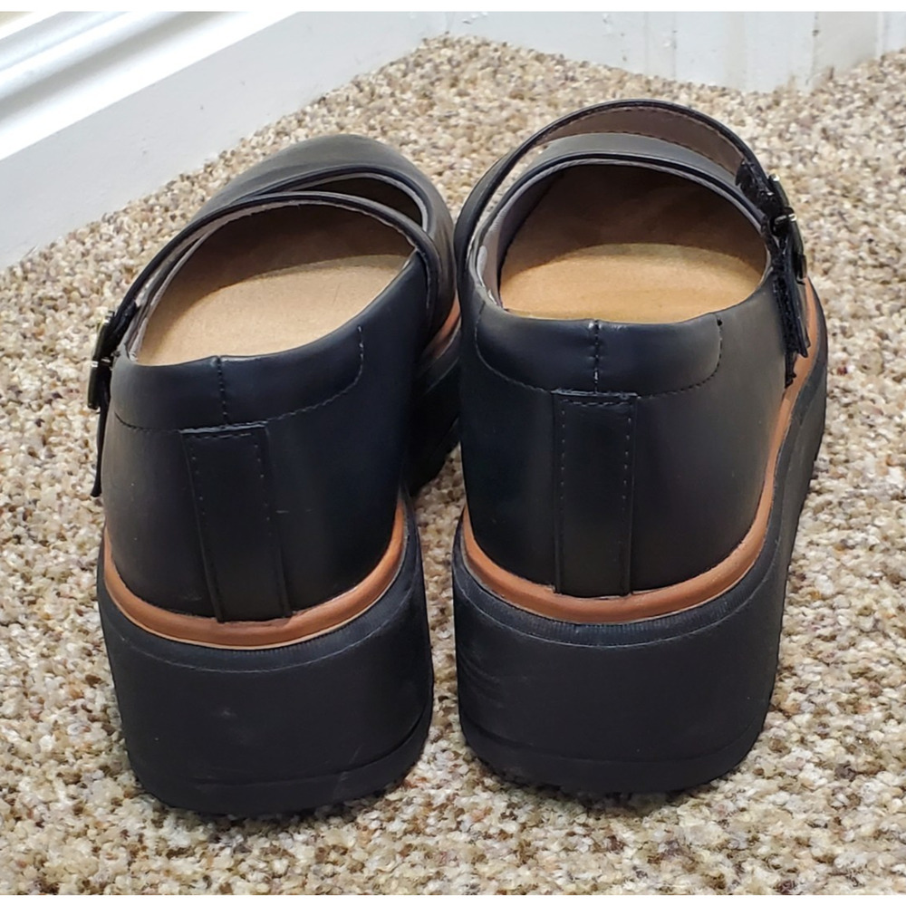 Dr Scholls Mary Jane Platform Shoes Women 7 Black Comfort Chunky Lug Sole Casual - Picture 3 of 8